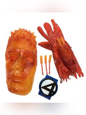 Vintage 2005 Human Torch Youth Mask Glove Darts Set Fantastic Four *Incomplete